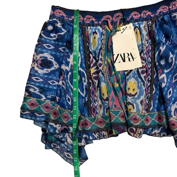 ZARA NWT Boho Mixed Prints Asymmetrical Hem Mini Skirt XS - Picture 13 of 16
